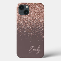 Terracotta Blush Rosa Rose Gold Glitzer Monogram