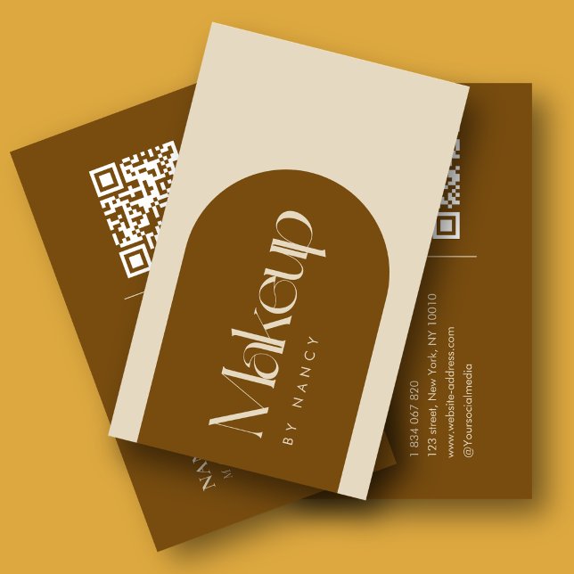 Terracotta-Bogen-Makeup-Artist-QR-Code Visitenkarte (Von Creator hochgeladen)