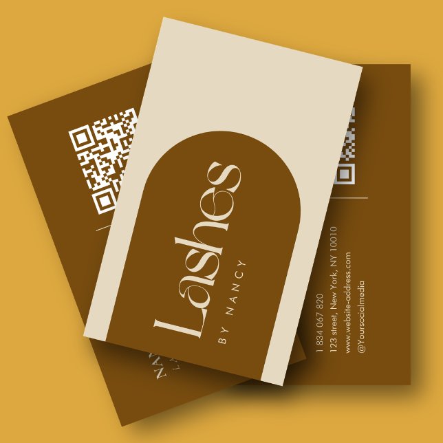 Terracotta-Bogen-Wimpernstylist-QR-Code Visitenkarte (Von Creator hochgeladen)
