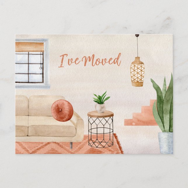 Terracotta Bohemisch Moving Ankündigung Postkarte (Vorderseite)