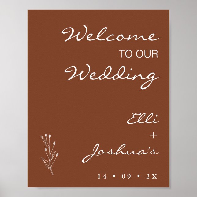 Terracotta Bohemisch Wedding Willkommenszeichen Poster (Vorne)