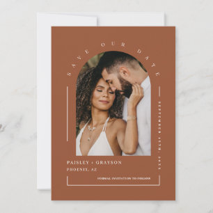 Terracotta Boho Arch Foto QR Code Rettete Unser Da Einladung