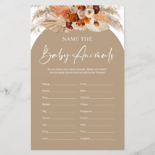 Terracotta boho arch name baby animal game