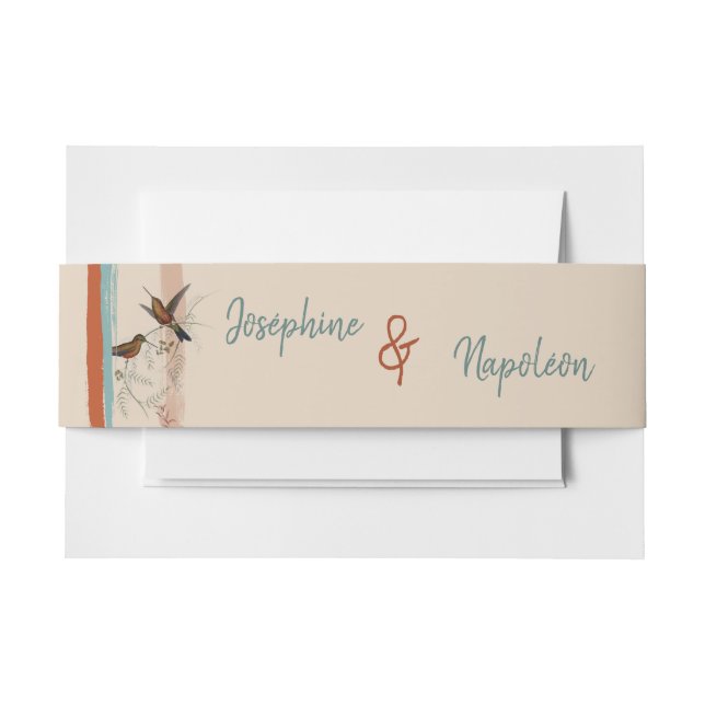 Terracotta boho Art Deko & birds Hochzeit Einladungsbanderole (Vorderseite Beispiel)