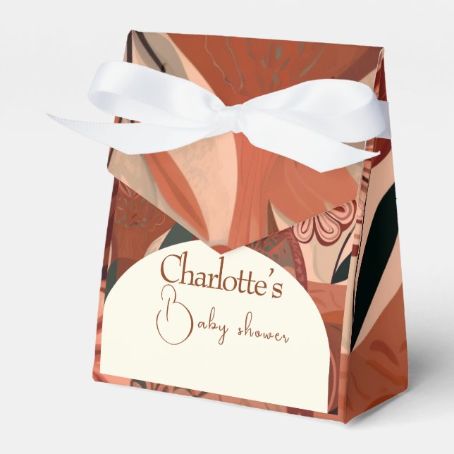 Terracotta boho Babydusche Geschenkschachtel (Vorderseite)