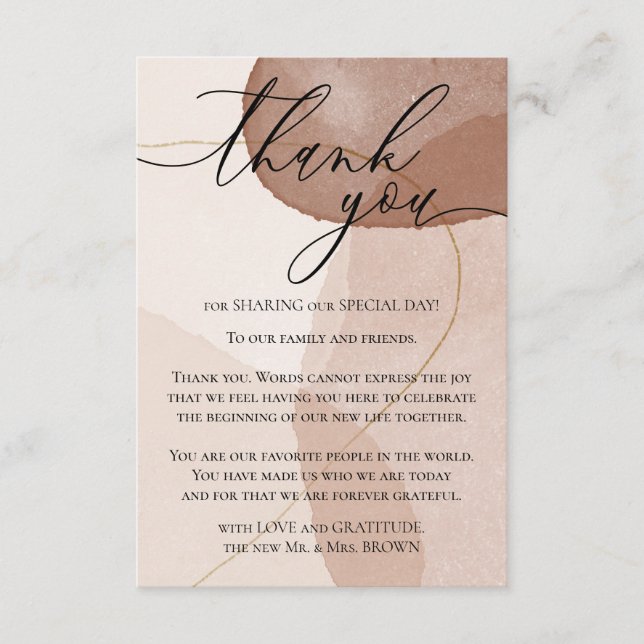 Terracotta Boho Beach Watercolor Beige Vielen Dank Begleitkarte (Vorderseite)