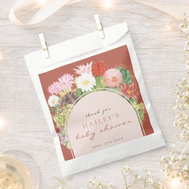 Terracotta Boho Bloom Cactus Baby Shower Geschenktütchen (Ausgeschnitten)