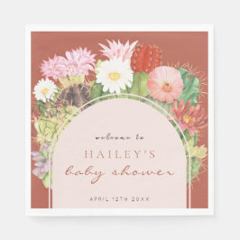 Terracotta Boho Bloom Cactus Baby Shower Serviette