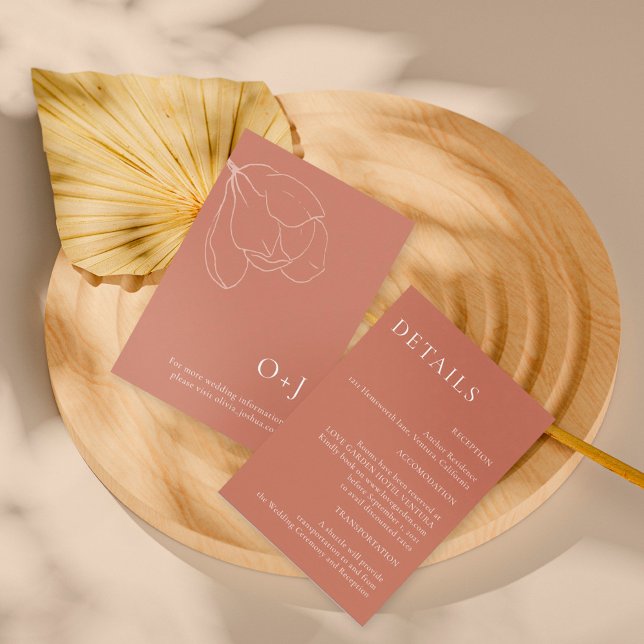 Terracotta Boho Blumenkarte Beilage Karte (Von Creator hochgeladen)