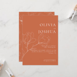 Terracotta Boho blumenreiche Hochzeit Einladung