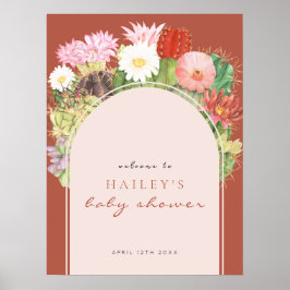Terracotta Boho Cactus Welcome Baby Shower Poster