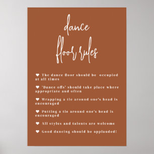 Terracotta Boho Dance Floor Rules - Zeichen Poster