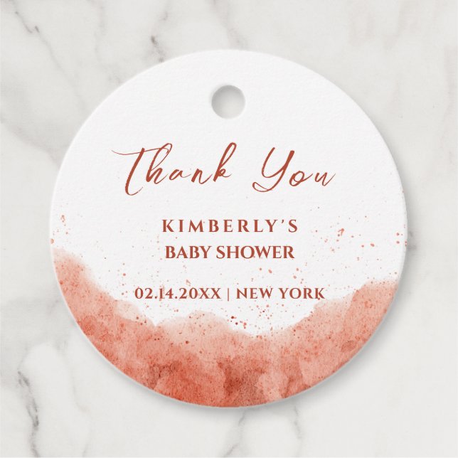 Terracotta Boho Desert Baby Dusche Vielen Dank Geschenkanhänger (Vorderseite)