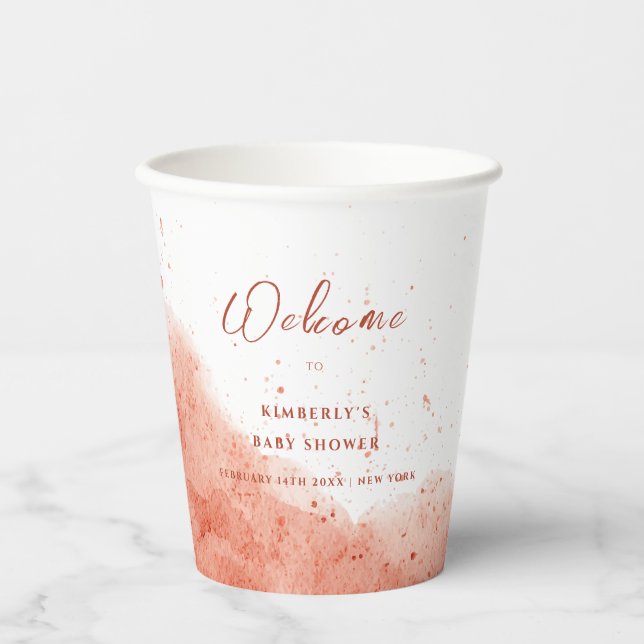 Terracotta Boho Desert Baby Dusche Willkommen Pappbecher (Vorderseite)