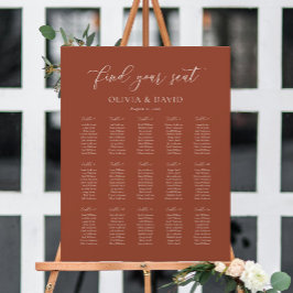 Terracotta Boho Elegant 15 Tabelle Seating Chart Poster