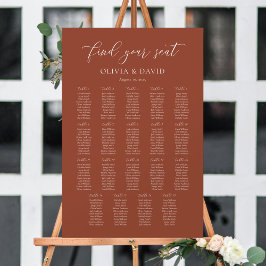 Terracotta Boho Elegant 19 Tische Seating Chart Poster