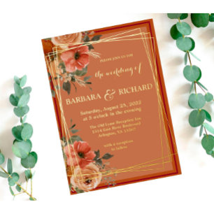 Terracotta Boho Fall Floral Folieneinladung