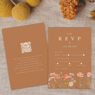 Terracotta Boho Fall Floral RSVP Karte
