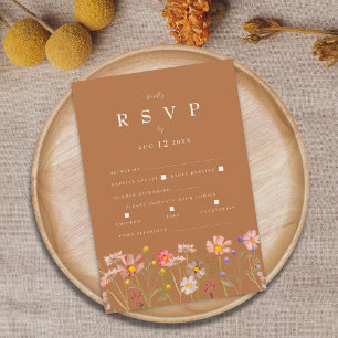 Terracotta Boho Fall Floral RSVP Karte