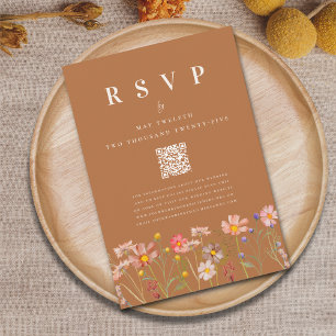 Terracotta Boho Fall Floral RSVP Karte