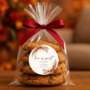 Terracotta Boho Fall Floral Wedding Liebe Runder Aufkleber