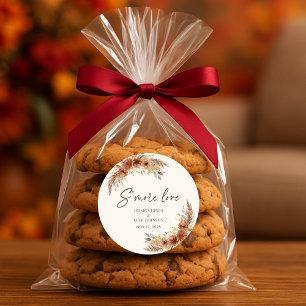 Terracotta Boho Fall Floral Wedding Smore Favorite Runder Aufkleber