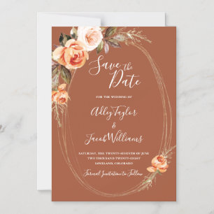 Terracotta Boho Fall Foto Hochzeit der Blumen Rett Magneteinladung
