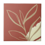 Terracotta Boho Fliese<br><div class="desc">Ein modernes böhmisches oder bohoboldes Wasserfarbenblatt-Design mit schlichten abstrakten Kunstkonstruktionen in Terrakotta und Gelb.</div>