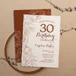 Terracotta Boho Floral 30. Geburtstag Party Einladung<br><div class="desc">Terracotta Boho Floral 30. Geburtstag Party Einladung. Minimalistisches modernes Design mit botanischen Kontur Zeichnungen Akzente und Typografie Drehbuch Schriftart. Einfache,  trendige Einladungskarte für eine stilvolle Damenfeier. Kann für jedes Alter angepasst werden. Gedruckte Zazzle Einladungen oder Sofortdownload digitalen druckbaren Vorlage.</div>