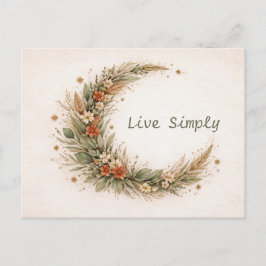 Terracotta Boho Floral Crescent Moon Botanical Postkarte