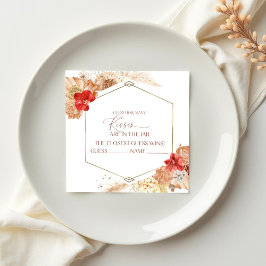 Terracotta Boho Floral Guess Wie viele Kisses Card Begleitkarte