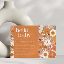 Terracotta Boho Floral Niedlich Hello Baby Dusche