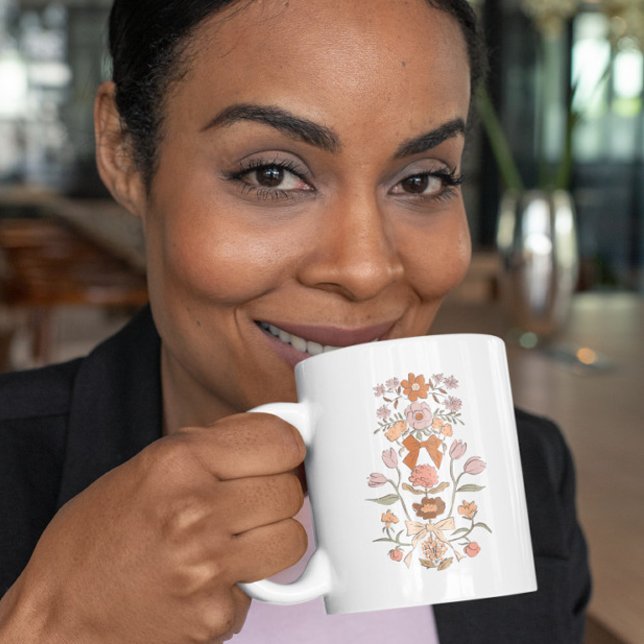 Terracotta Boho Floral Ribbon Kaffeetasse (Von Creator hochgeladen)