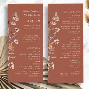 Terracotta Boho Floral Wedding Programm