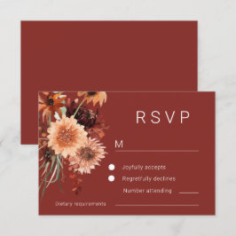 Terracotta Boho Floral Wedding RSVP Karte