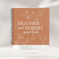 Terracotta Boho Floral Wedding Spiral Gästebuch
