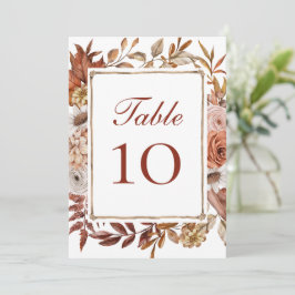 Terracotta Boho Floral Wedding Tischnummer Cards