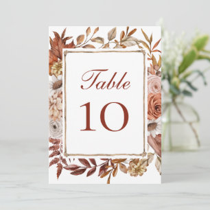 Terracotta Boho Floral Wedding Tischnummer Cards