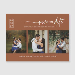 Terracotta Boho Foto Save the Date Magnetkarte