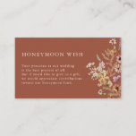 Terracotta Boho Honeymoon Wish Enclosure Card Begleitkarte<br><div class="desc">Terracotta Boho Honeymoon Wish Enclosure Card. Diese stilvolle und elegante Flitterwochen-Wunschzettel mit prächtigen handbemalten Aquarellbäumen-Wildblumen,  die als hübsches Bouquet für den Frühling,  den Sommer oder Hochzeiten im Herbst eingerichtet sind. Finden Sie passende Artikel in der Terracotta Boho Wildblume Wedding Collection.</div>