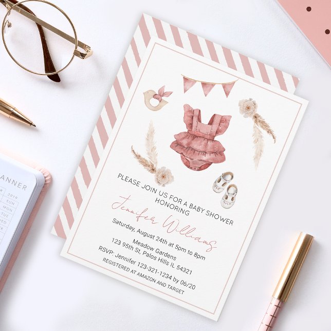 Terracotta boho Mädchen Mädchen Dusche Einladung (Von Creator hochgeladen)