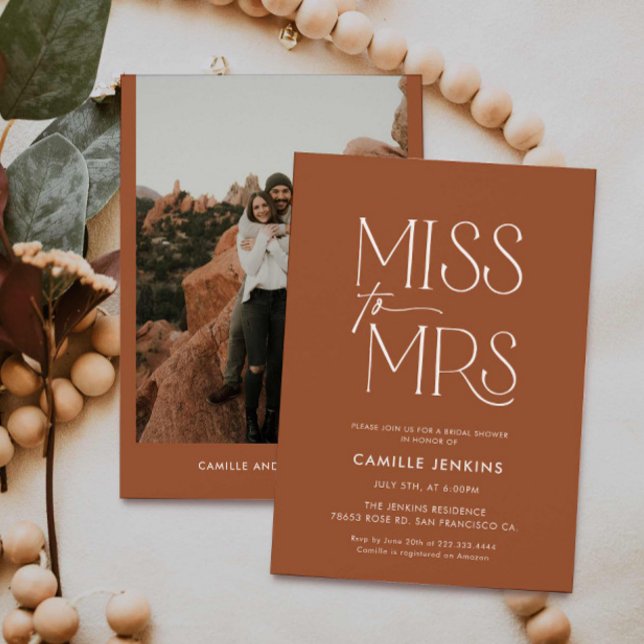 Terracotta Boho Minimal Brautparty Einladung (Boho Minimal Bridal Shower Invitation)