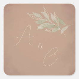 Terracotta Boho Minimalist Wedding  Quadratischer Aufkleber