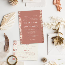 Terracotta Boho Mudcloth Border Foil Einladung