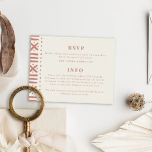 Terracotta Boho Mudcloth Border Wedding Begleitkarte