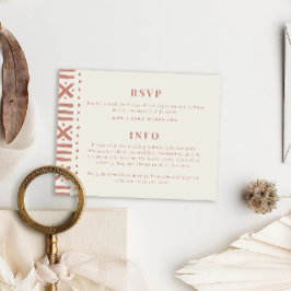 Terracotta Boho Mudcloth Border Wedding Begleitkarte