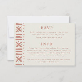 Terracotta Boho Mudcloth Border Wedding RSVP Karte