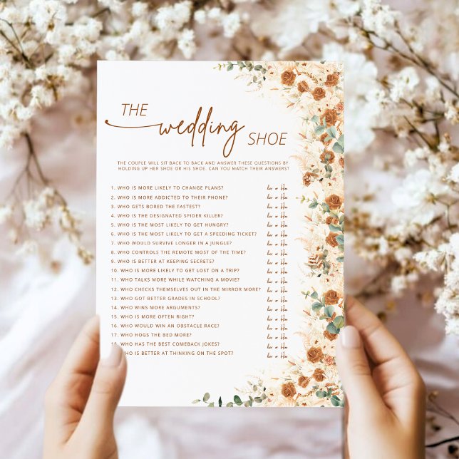Terracotta Boho Pampas Floral Wedding Shoe Game (Von Creator hochgeladen)