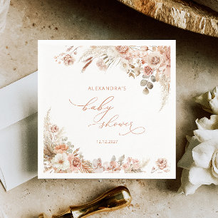 Terracotta Boho Pampas Grass Paper Napkin Serviette