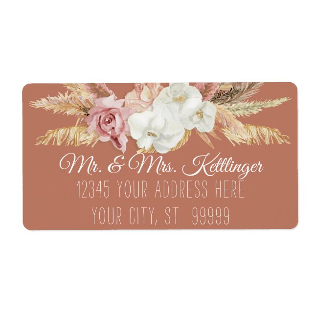 Terracotta Boho Pampas Palm Blush Blumengrün (Vorne)